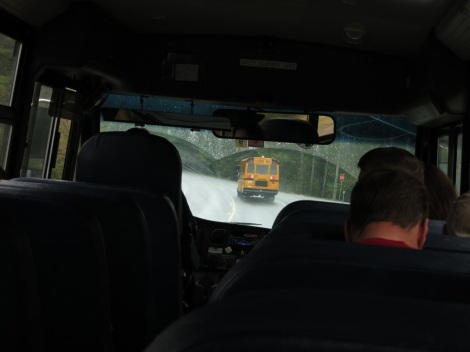 rainy bus ride to the start.